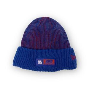 New Era NFL Giants Blue Acrylic Beanie Youth Size Fleece Lined Used Good
